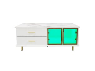 Table basse rectangulaire coloris blanc LPOSPI - 50 cmx100 cm