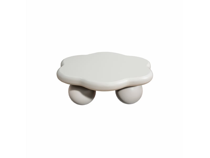  Table basse 79x79x31 cm design nuage blanc crème en mdf  - Conforama A