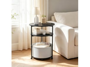 Table basse rond(e) coloris noir FLORAGRACE - 43 cmx43 cm