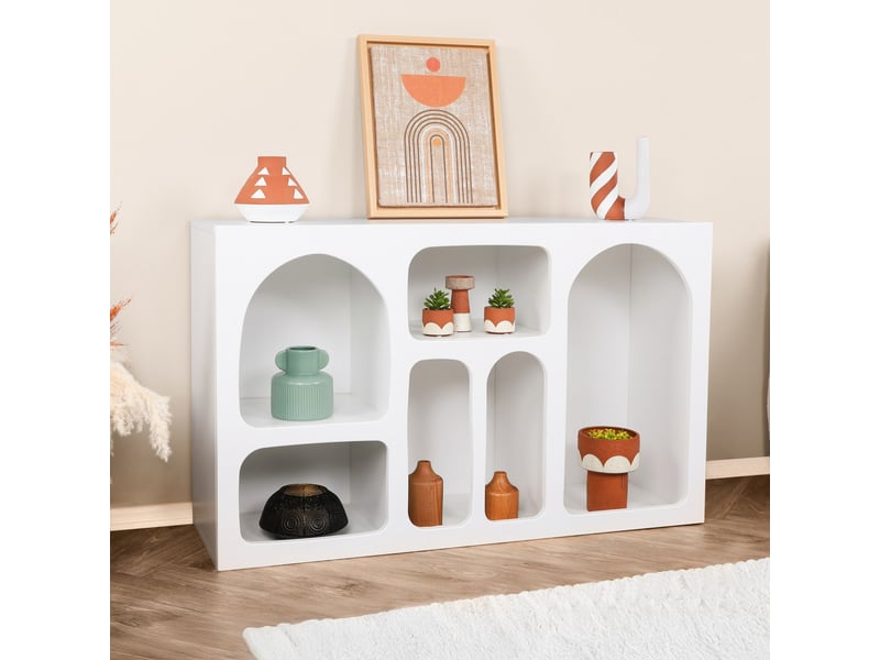  Console avec 6 niches blanc 120 cm  - Conforama D