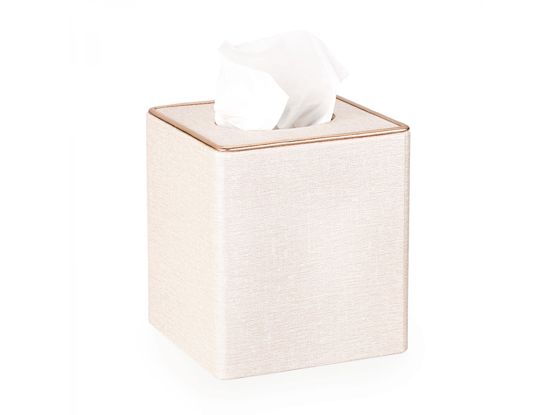  Boîte à mouchoirs carrée en lin avec ligne dorée décorative – support cube pour papier de soie, housse de mouchoirs  - Conforama A