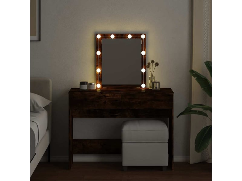  Coiffeuse, table de maquillage avec led chêne fumé 100x40x130 cm  - Conforama C