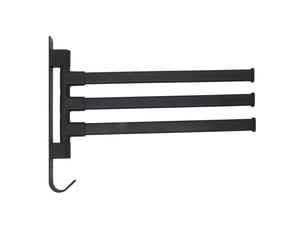 Barre de serviette pivotante noire, mur sans punch, 3 bras, salle de bain coin tige