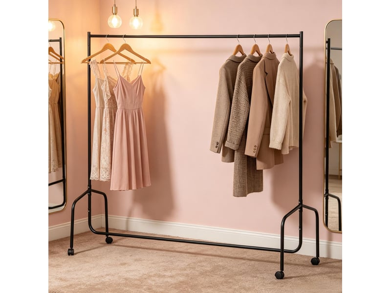  Portant à vêtements tcqpz mobile en acier noir 180 x 60 x 170 cm charge recommandée 140 kg  - Conforama B