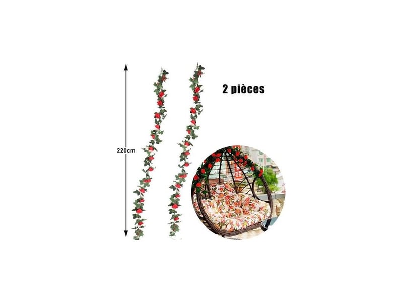 Lots 220cm fleur artificielle rose guirlande vine fausse artificiel rose fleurs rouge artificielle décoratives pour mariage jardin maison décoratio - Conforama B