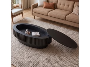 Table basse ovale coloris noir MIVRAY - 60 cmx98 cm