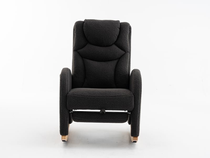  Fauteuil à bascule rembourré avec accoudoirs, tissu teddy, fauteuil d’accent pour salon et chambre DUD2013 - Conforama R