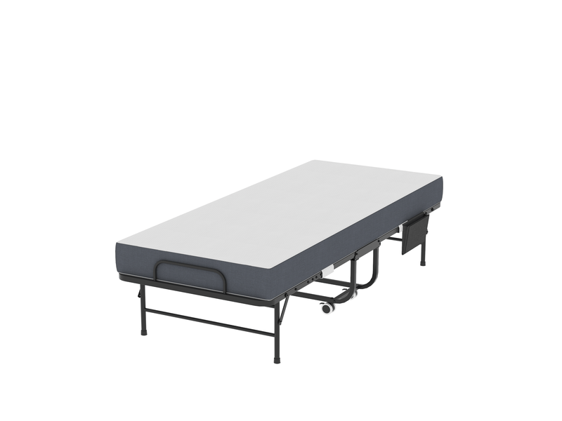  Lit simple 80x190 cm pliant en métal noir  - Conforama A