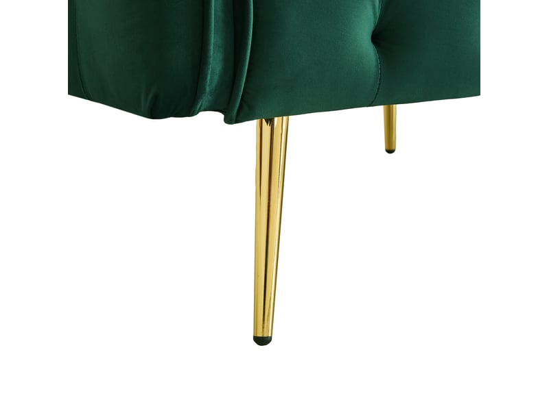 Canapé droit convertible 2 places en velours vert, dossier et accoudoirs réglables, couchage d'appoint moderne - Conforama E