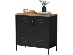 Buffet en métal, 80 x 40 x 80 cm, meuble de rangement industriel avec 2 portes et étagère réglable pour salon ou bureau, noir