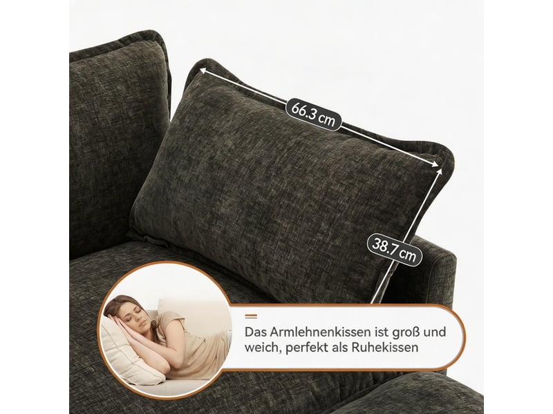 Canapé modulable 3 places en chenille dangle en l avec repose-pieds mobilier rembourré pour salon et chambre vidéo disponible - Conforama C
