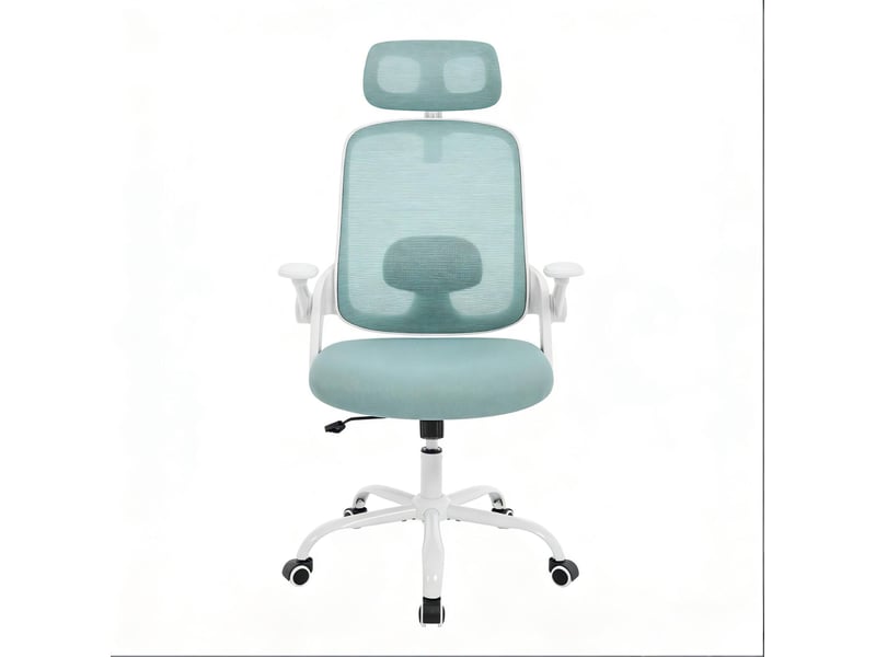 Chaise de bureau ergonomique 63,5 x 47 cm – bleue – appui-tête réglable, accoudoirs 3d et bascule - Conforama A