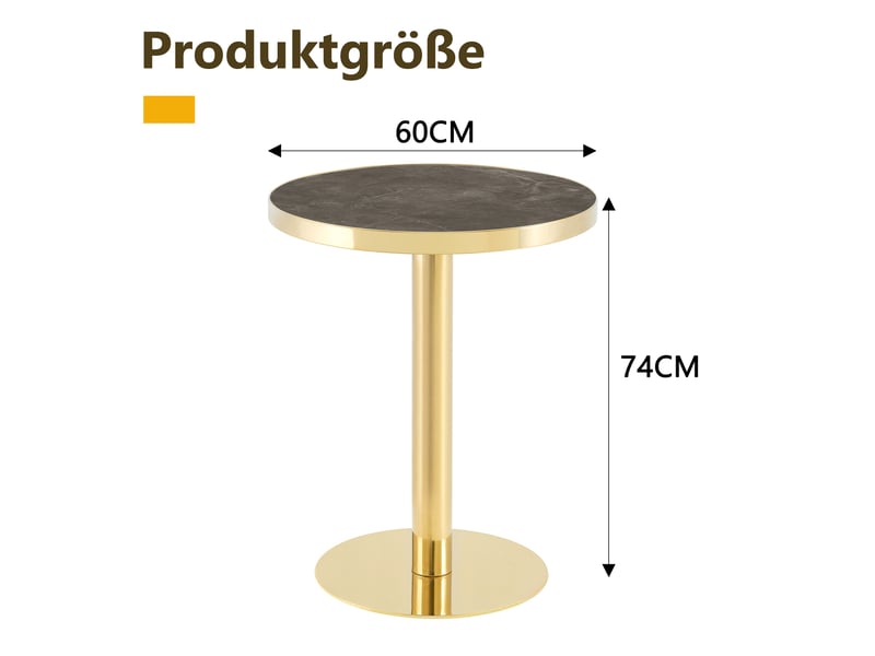  Table d'appoint ronde 59.50×59.50×73.50 cm en mdf et acier inoxydable gris et doré chicfurn  - Conforama E