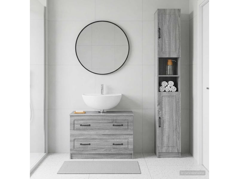  Ensemble de 2 meubles de salle de bain utrecht sonoma gris cf63219  - Conforama B