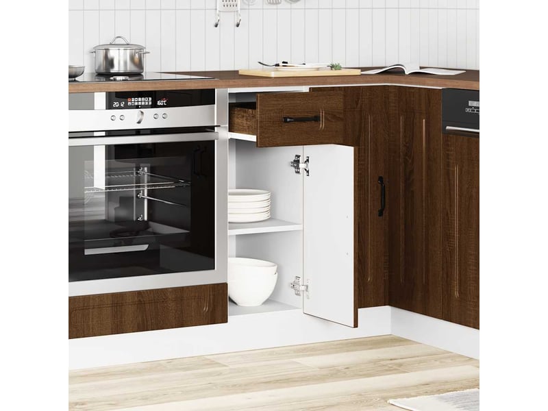  Meuble de rangement, armoire de cuisine kalmar chêne marron bois d'ingénierie shl870  - Conforama C
