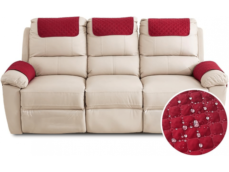  Housse d'accoudoir de canapé, housse d'appui - tête de canapé imperméable avec poche, antidérapante 3 siège, rouge  - Conforama A