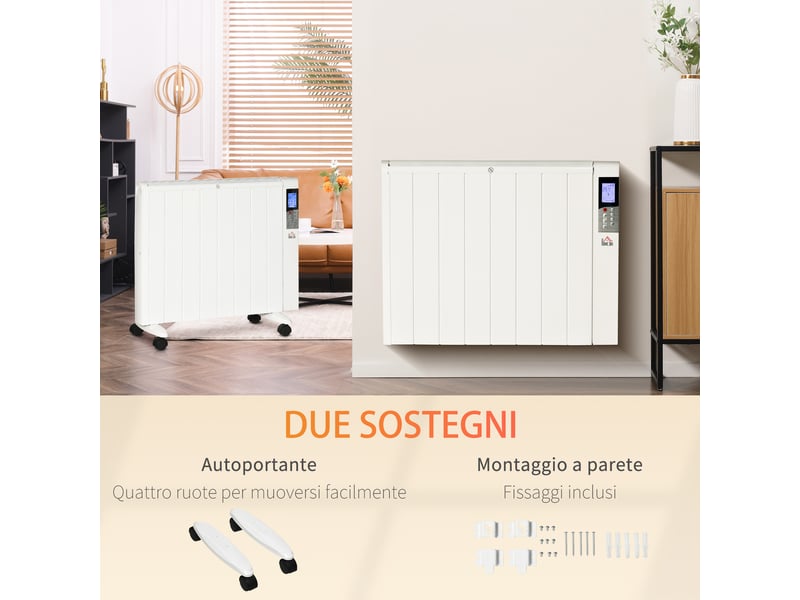  Chauffage d'appoint électrique 10002000 w avec minuterie et réglages de température pour pièces jusqu'à 15 m², 75 x 31 x 66,5 cm, blanc  - Conforama D