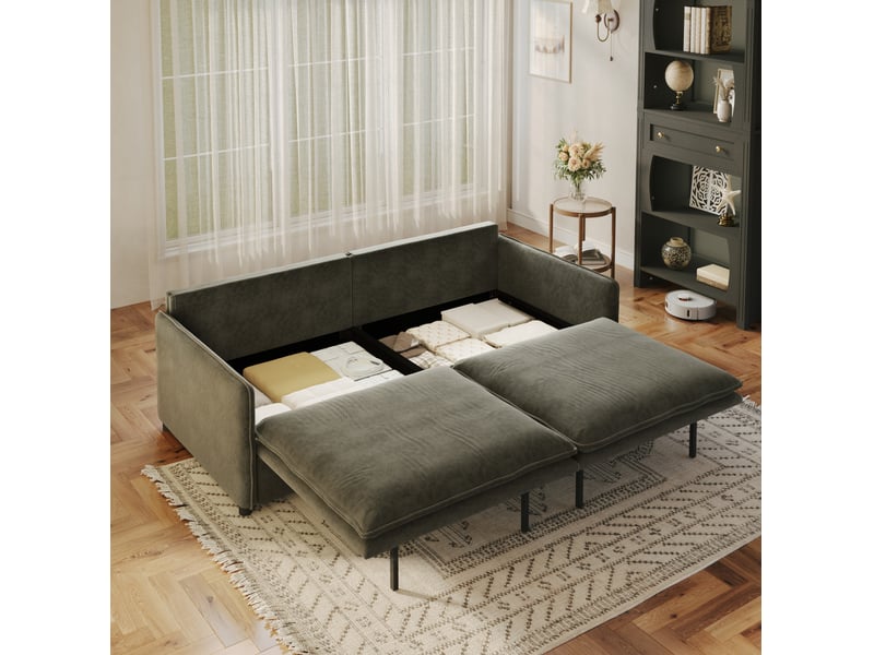 Canapé-lit 3 places 206x91x86 cm 3-en-1 avec rangement gris foncé - Conforama D