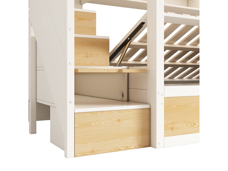  Lits superposés 90 × 200 cm avec coffre et escalier de rangement IKSETERA TRADING LTD - Conforama W