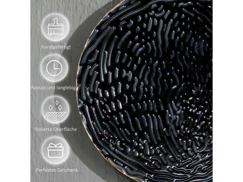  Décoration murale 3d métal 121x53 cm, cercles ondulés dorés, noirs et bleus, déco moderne pour salon et bureau  - Conforama R