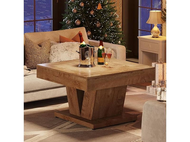 Tribesigns table basse carrée en bois naturel de 80 cm, idéale pour le salon ou comme table d'appoint pour cocktail ou thé. - Conforama E