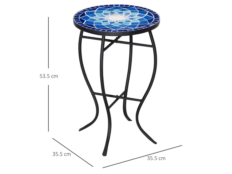 Table basse de jardin ronde en métal mosaïque avec plateau en céramique, ф35,5 x 53,5 cm - Conforama E