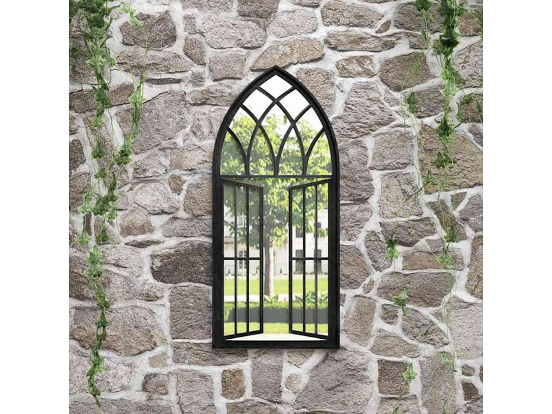  Miroir de jardin, miroir décoratif noir 100x45 cm fer pour utilisation extérieure cf62705  - Conforama B