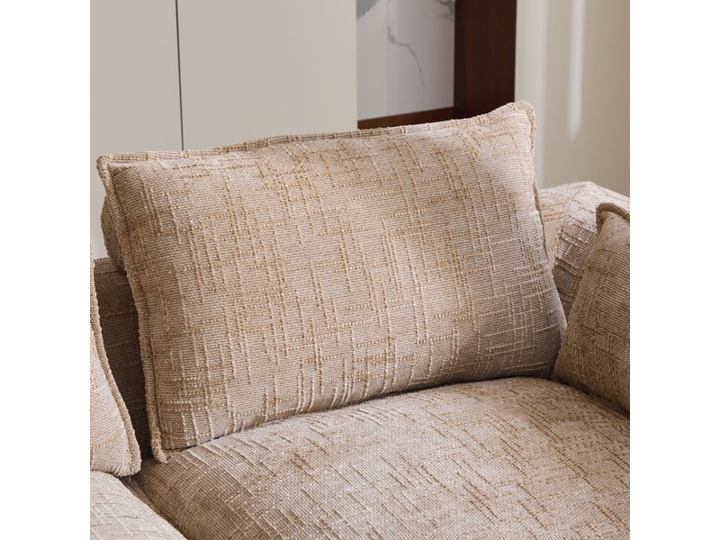 Canapé modulable 2 repose-pieds coussins inclus porte-gobelets 2 pochettes latérales noyau mousse-ressorts rebond rapide tissu chenille kaki - Conforama D
