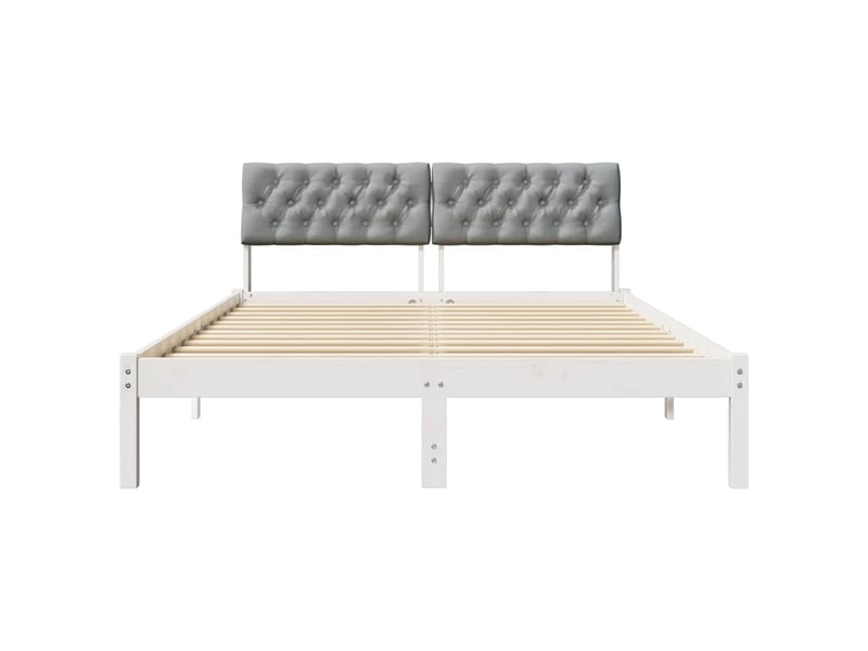 Lit double- lit adulte - cadre de lit avec tête de lit blanc et gris clair 140 x 190 cm - Conforama D