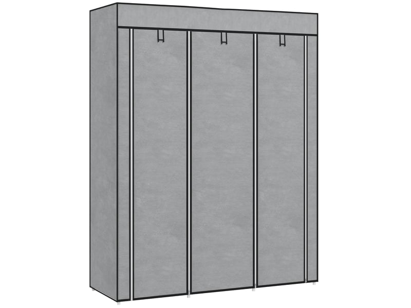  Armoire penderie multi-rangement - 8 étagères, 2 barres - non tissé gris clair  - Conforama B