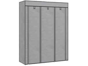 Armoire penderie multi-rangement - 8 étagères, 2 barres - non tissé gris clair