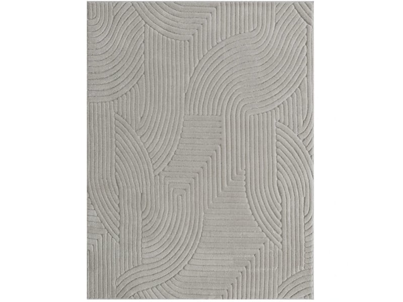  Tapis de salon géométrique gris 230 x 160 cm en polyester, relief jacquard doux et antidérapant moderne  - Conforama A