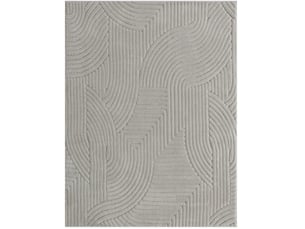 Tapis de salon géométrique gris 230 x 160 cm en polyester, relief jacquard doux et antidérapant moderne