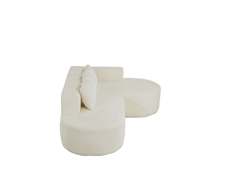  Canapé d’angle,222x157x73 cm,3 places avec chaise à droite,chenille,beige  - Conforama E