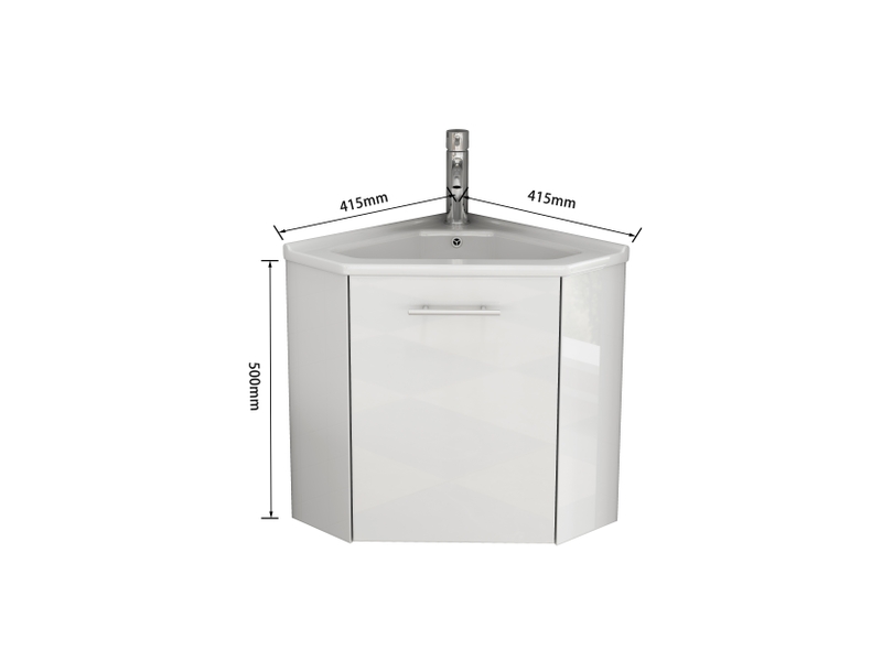  Meuble lave-mains d’angle gain de place avec vasque céramique 39,8 x 24,8 x 40 cm prémonté  - Conforama C