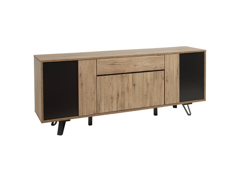  Buffet 4 portes 1 tiroir aspect chêne miel et noir mat - sélène SÉLÈNE - Conforama A