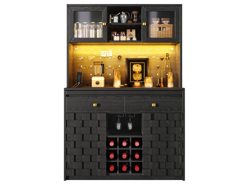 Meuble de cuisine 120 × 40 × 178 cm muvano noir, façades en acrylique et éclairage led - Conforama A