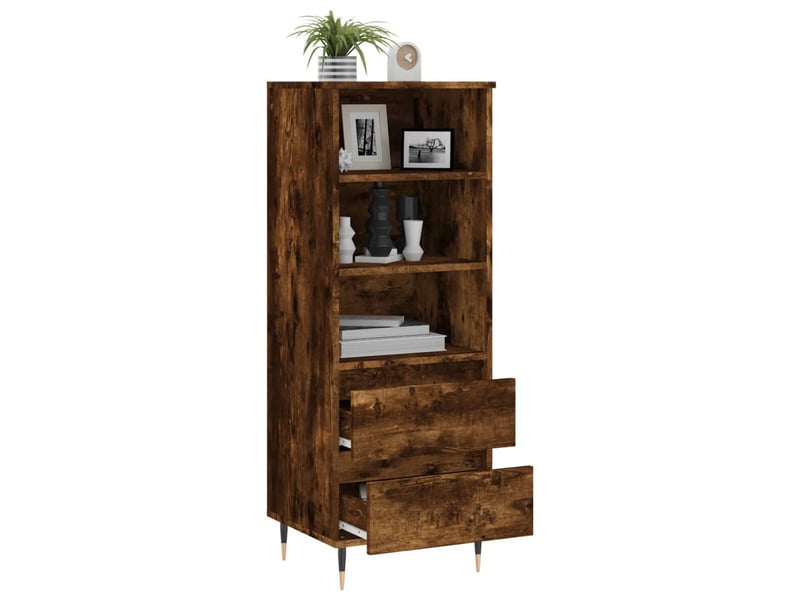  Buffet haut - bahut - meuble de rangement chêne fumé 40x36x110 cm bois d'ingénierie  - Conforama D
