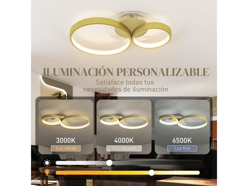  Plafonnier led 40 w, 3000 k4000 k6500 k, pour chambre, salon, cuisine, salle à manger, couleur or  - Conforama D