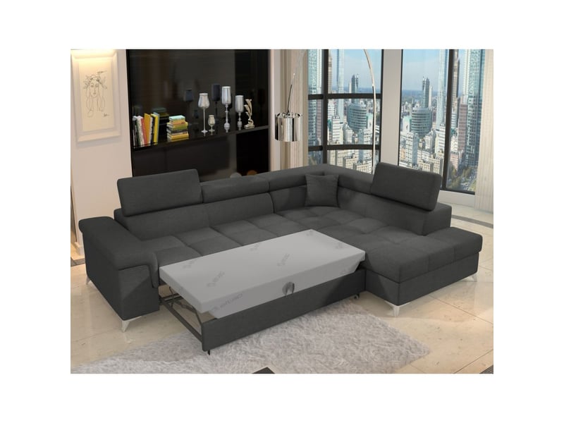 Canapé d'angle convertible palazzo 4 places gris foncé – angle droit avec 1 coussin - Conforama B