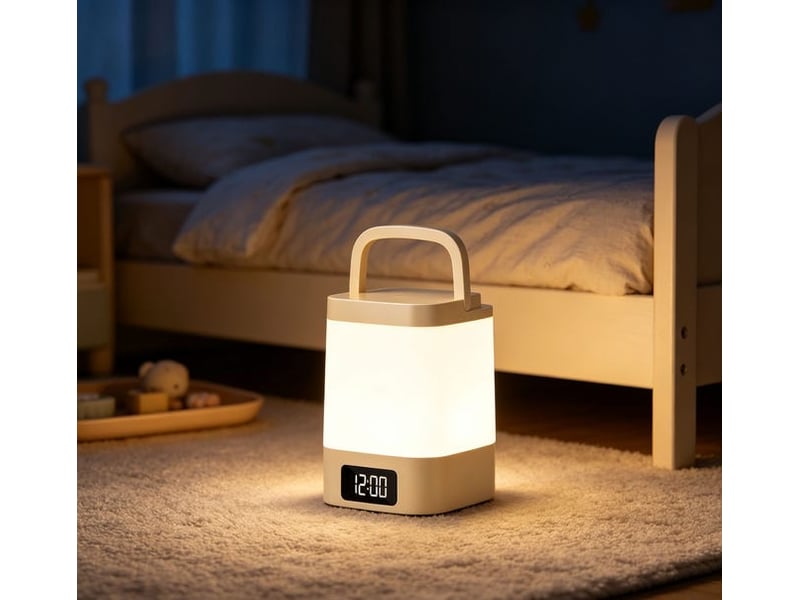  Lampe led portable avec veilleuse et affichage de l'heure – rechargeable, tactile  - Conforama C