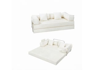 Canapé-lit 3 places lit confortable couchage d'appoint conversion en couchage dossier de soutien coussins inclus canapé multifonctionnel et configuration modulaire