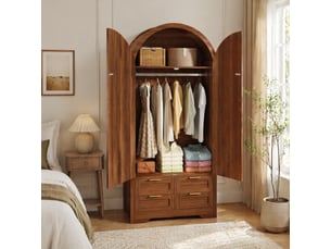 Armoire 2 porte(s) battante 4 tiroir(s) <strong>BEAOK</strong> <strong></strong> coloris marron largeur 80 cm