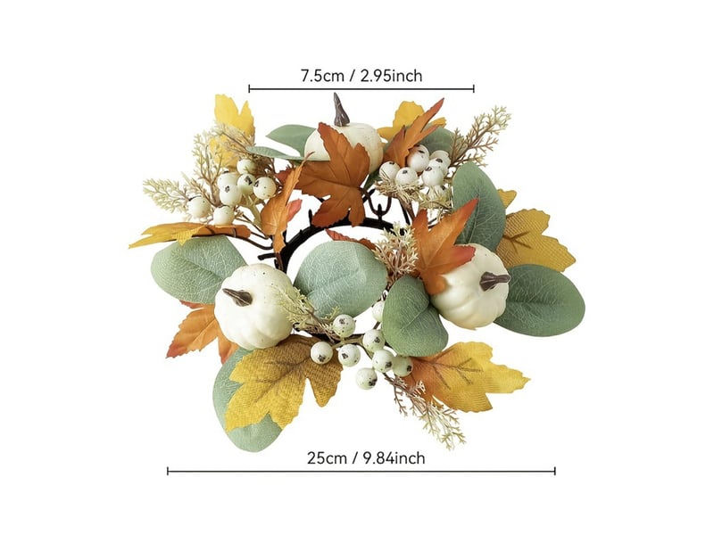 Couronne de bougie décorative feuilles d'érable – décoration automnale pour bougie pilier-style 5 - Conforama B