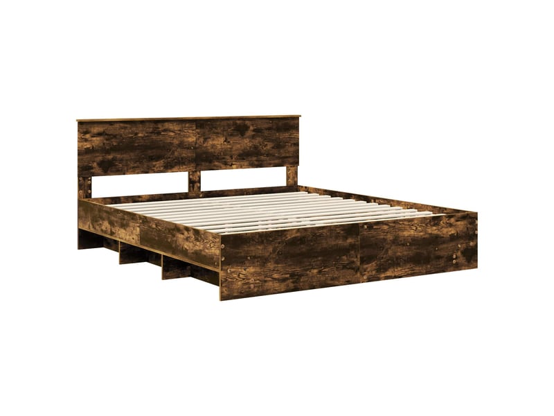  Lit double- lit adulte -  cadre de lit chêne fumé 200 x 200 cm bois d'ingénierie  - Conforama C