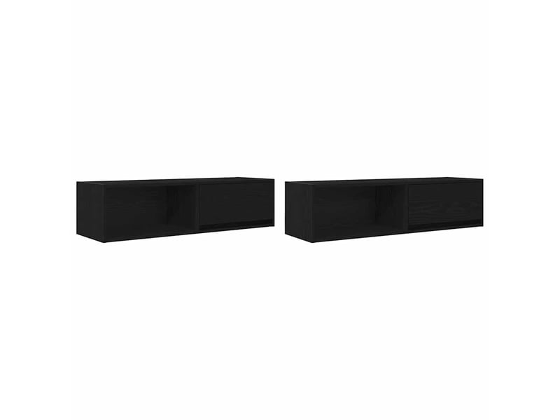  Meuble tv - banc tv - meuble de rangement 2 pcs chêne noir 100x31x25,5 cm bois d'ingénierie  - Conforama A