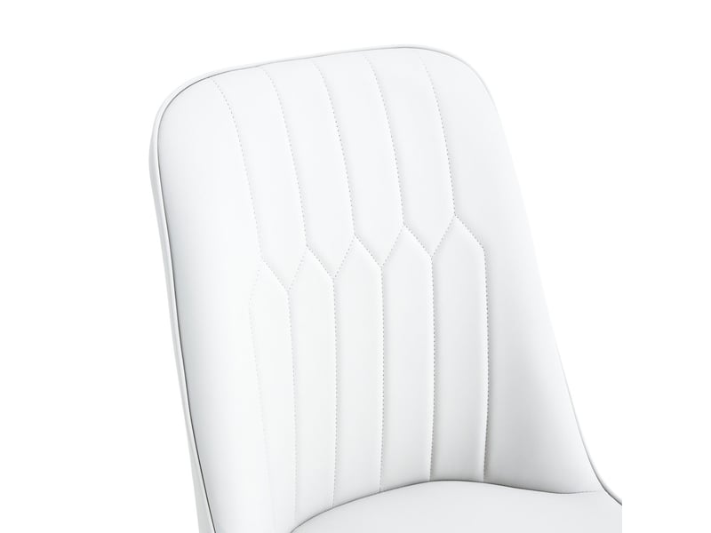  Lot de chaises 6 pièces dossier blanc rembourré revêtement en similicuir pu pieds en métal noir  - Conforama C