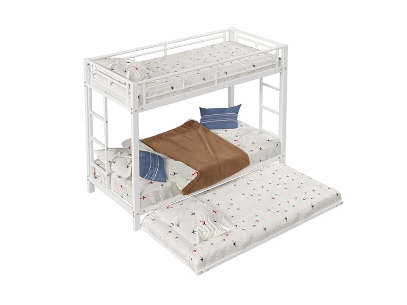  Lit superposé 90x200 cm coloris blanc métal lit enfant blanc - Conforama A