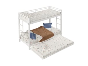 Lit superposé 90x200 cm <strong>MERAX</strong>  <strong>lit enfant blanc</strong> coloris blanc