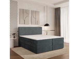 Lit avec rangement 140x200 cm <strong>MASSENO</strong> <strong></strong> coloris gris